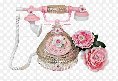 粉色复古电话机