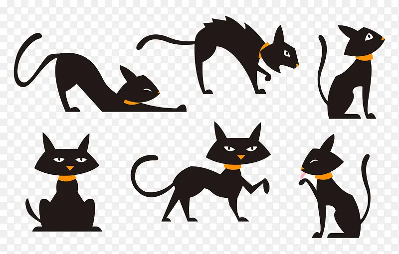 手绘大黑猫装饰素材