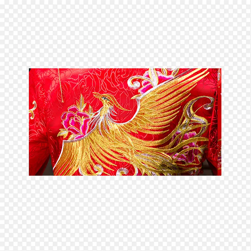 中式结婚礼服龙凤褂刺绣细节图