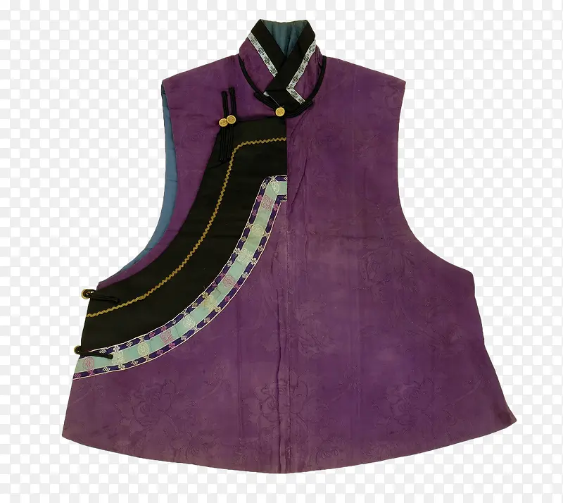 紫色无袖夹袄旗袍