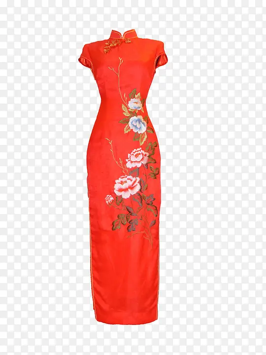 红色手绘中国风旗袍
