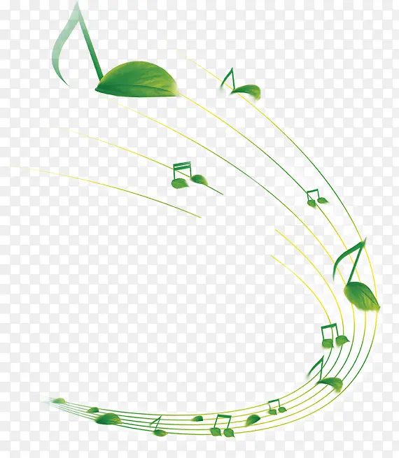 png素材 音乐音符 绿叶