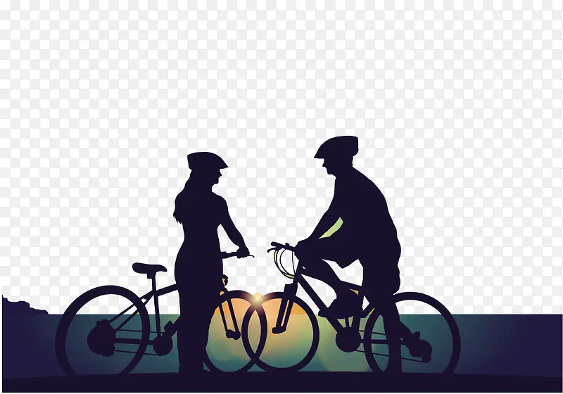两个骑自行车情侣
