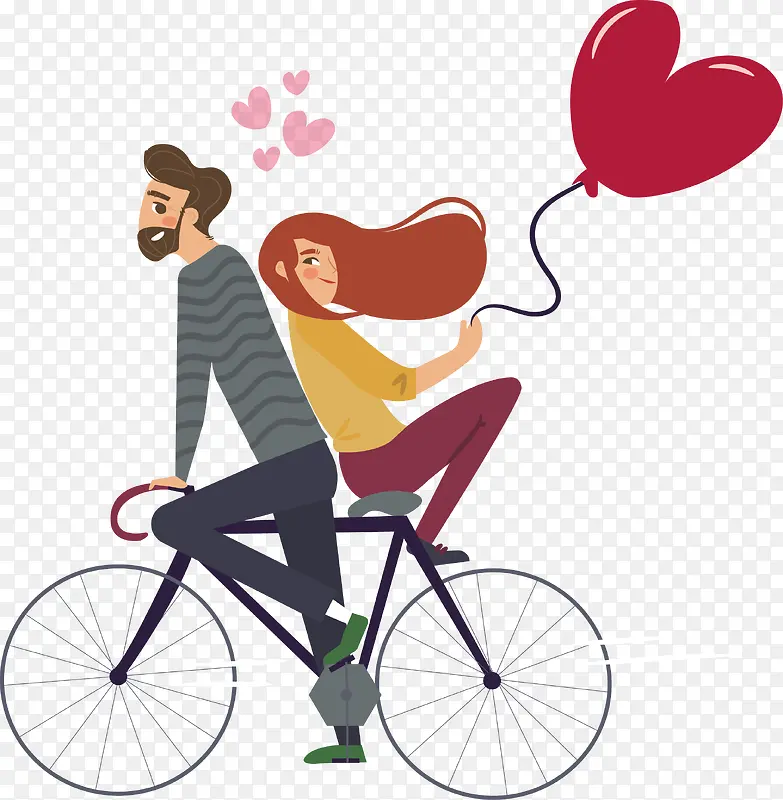 骑自行车约会的情侣