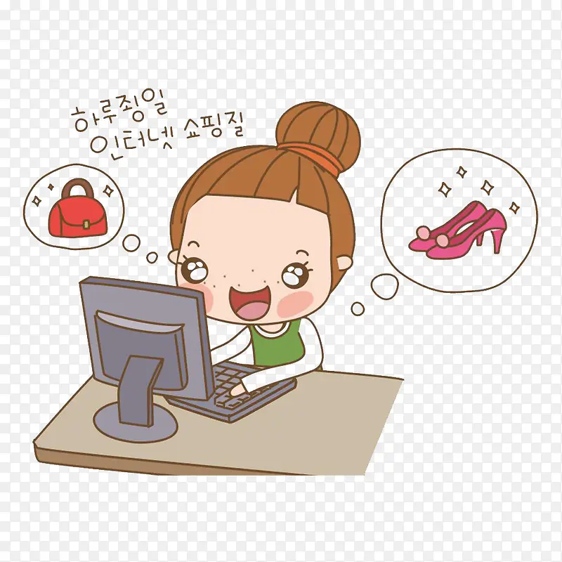 可爱卡通上网购物女孩PNGPNG图片素材下载_图片编号yvwowjzq-免抠素材网