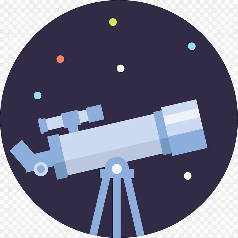 蓝色卡通天文望远镜