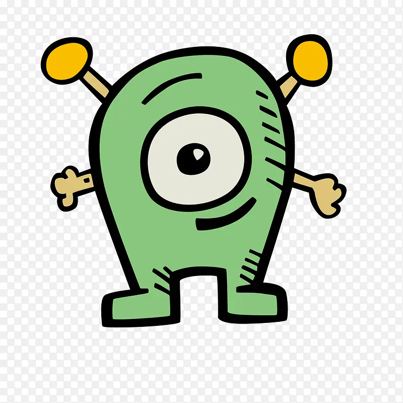 绿色怪物卡通插画