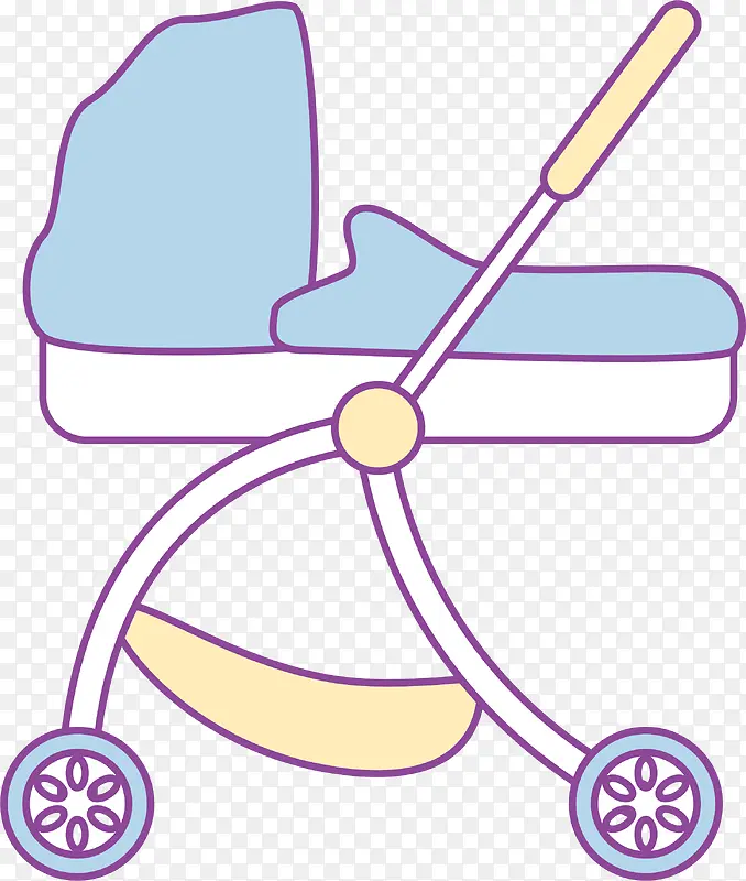 矢量蓝色婴儿手推车