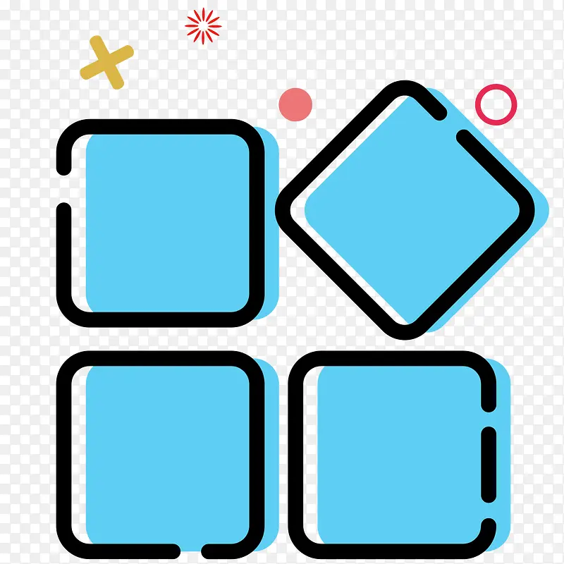 蓝色手绘应用logo元素