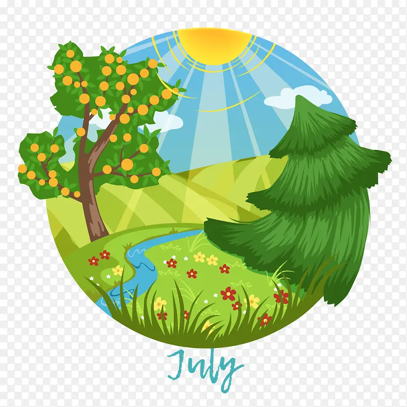 阳光普照大地一年四季风景变化矢