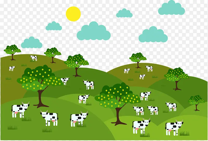 大草原上的奶牛