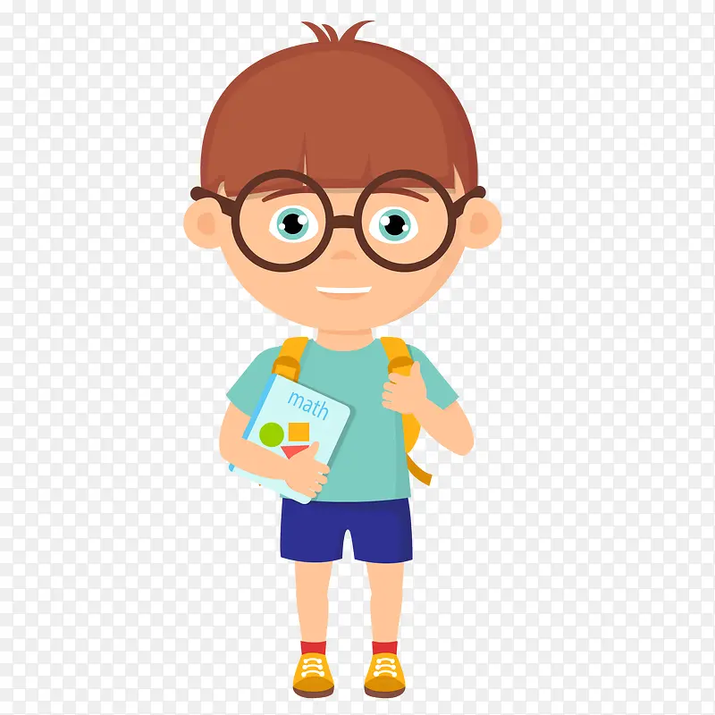 一个扁平化的憨笑小男孩