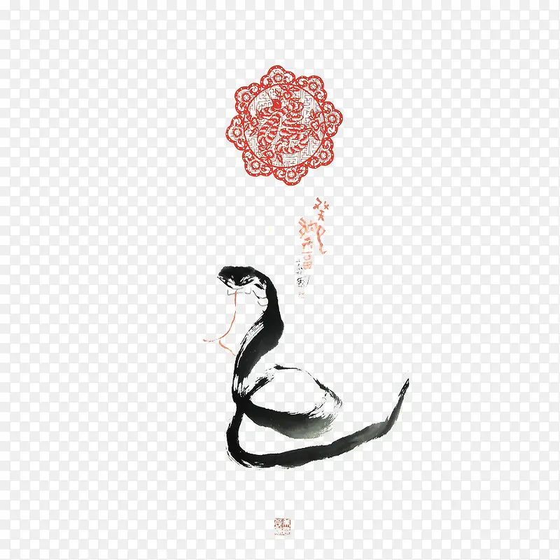中国风水墨蛇
