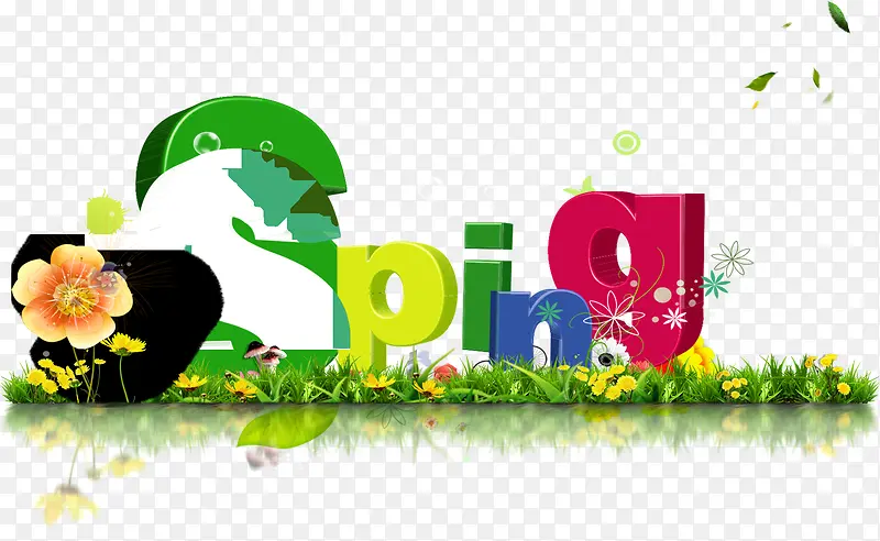 彩色立体SPRING艺术字