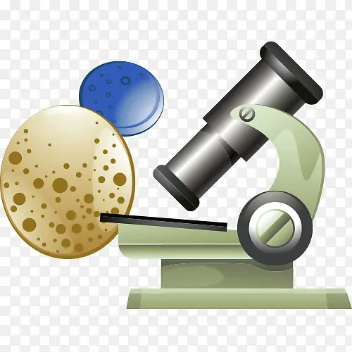 显微镜与癌细胞卡通图