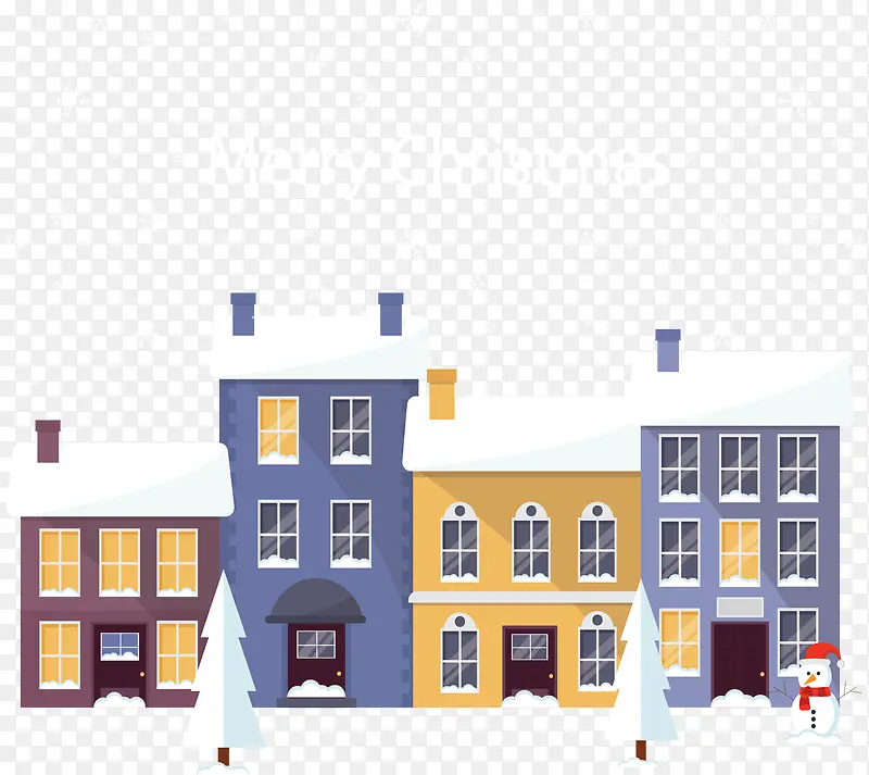 圣诞节下雪的小镇