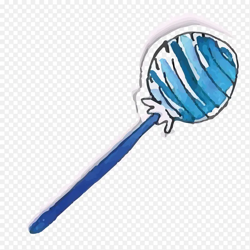 蓝色手绘圆弧棒棒糖食物元素