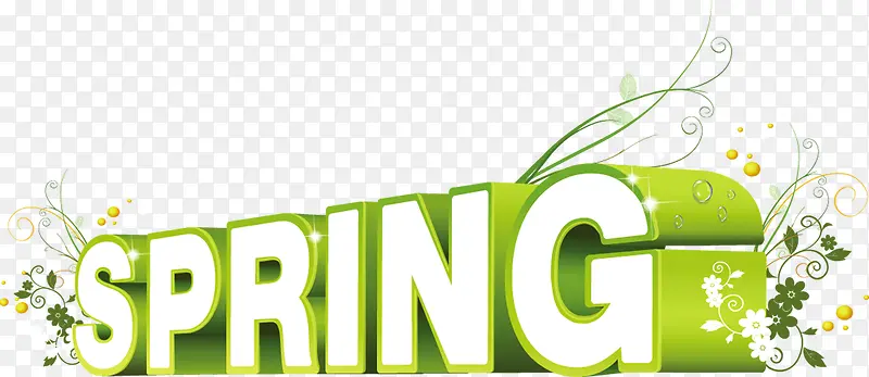SPRING绿色立体花方艺术字