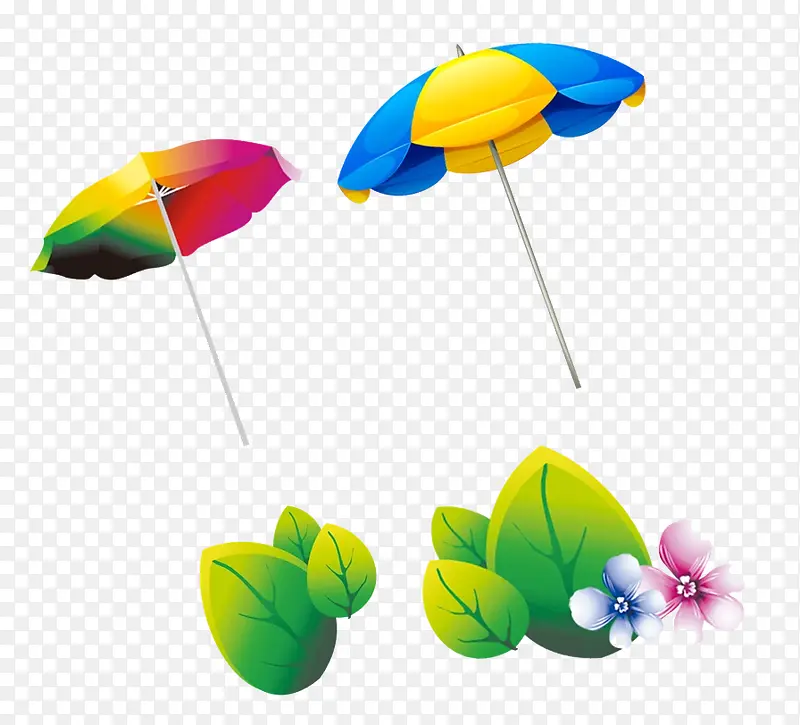 太阳伞和树叶