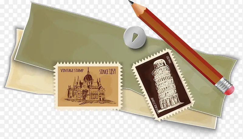 欧式复古信封邮票