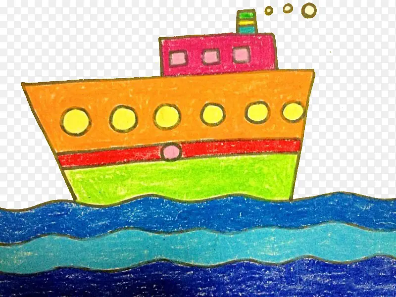 卡通手绘海上的大轮船