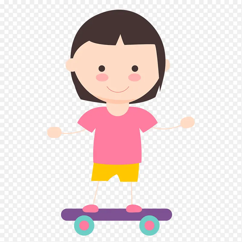 玩滑板的女孩矢量图