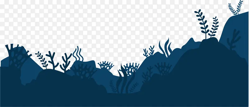 蓝色扁平海底珊瑚