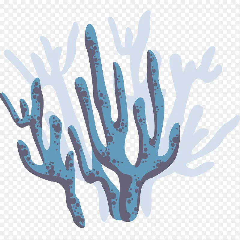 水彩蓝色珊瑚插画