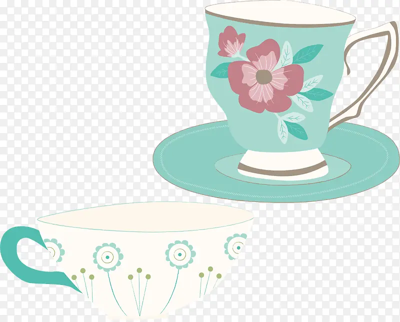 矢量手绘卡通下午茶茶碗茶盏素材