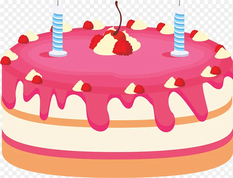 粉红色奶油生日蛋糕