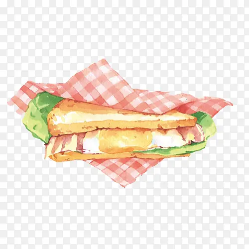三明治肉手绘画素材图片