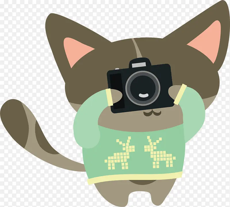矢量图拍照片的小猫