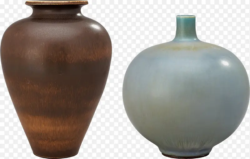 两个陶瓷花瓶抠图