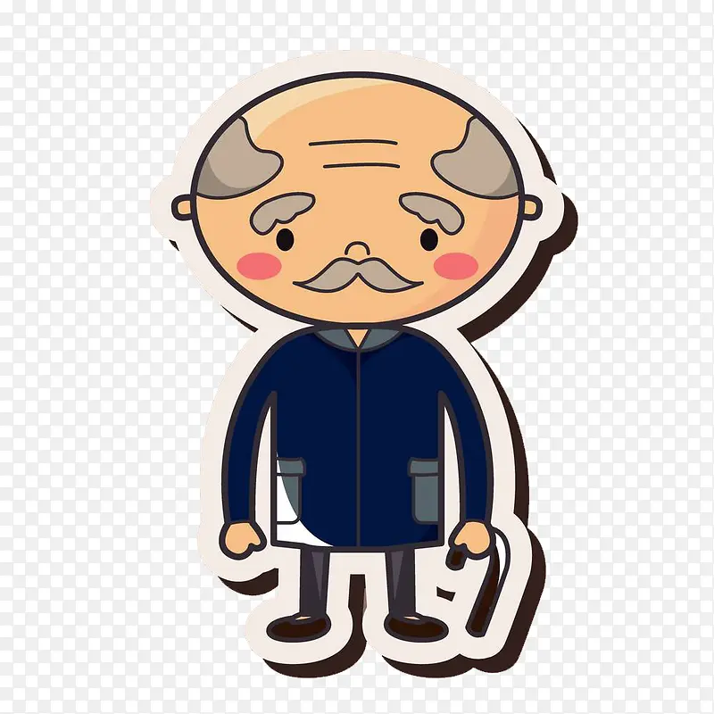 拿着拐杖的老爷爷