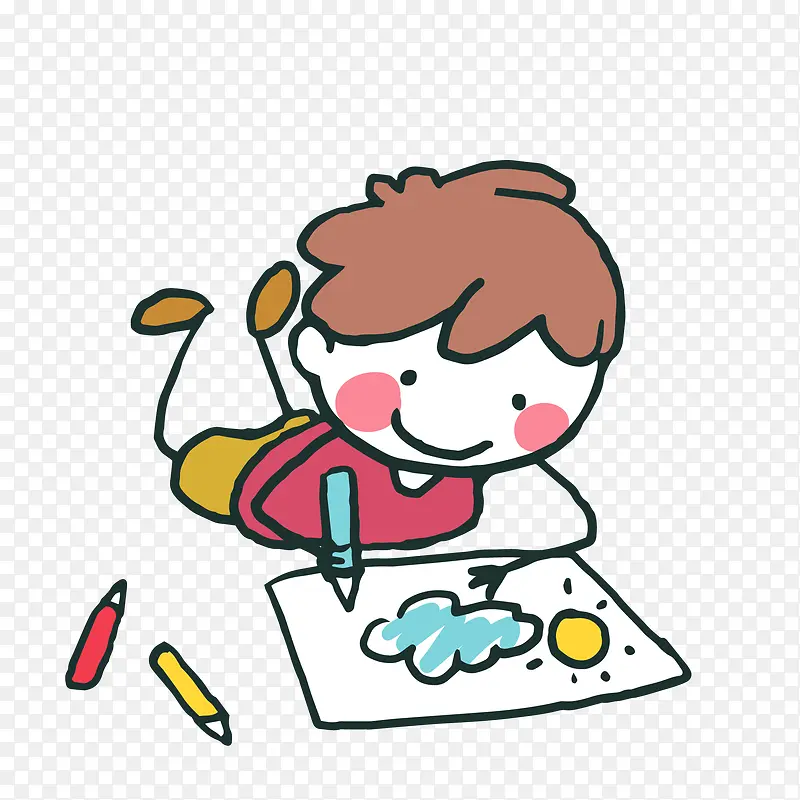 卡通可爱画画的男孩人物PNG图片素材下载_图片编号ybgwbokq-免抠素材网