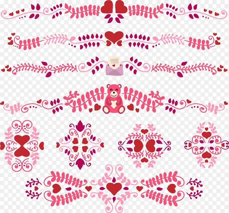 矢量红色浪漫花纹