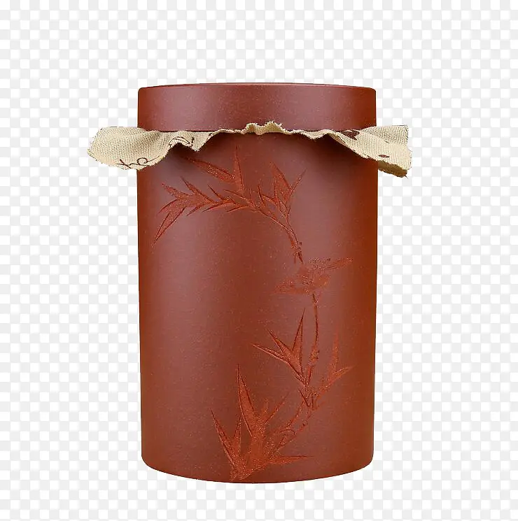 紫砂竹纹储茶罐