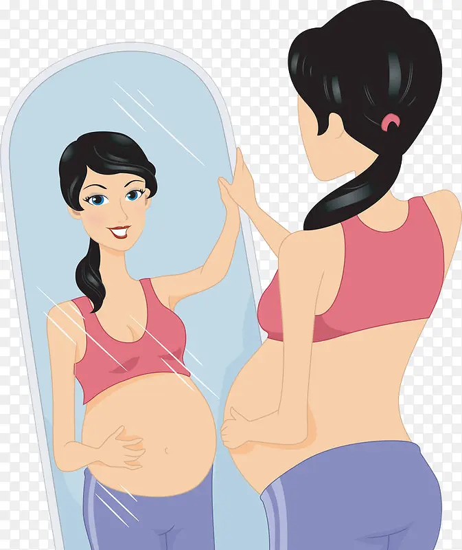 照镜子的孕妇