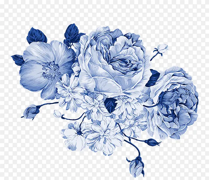 青花瓷古典花纹免抠