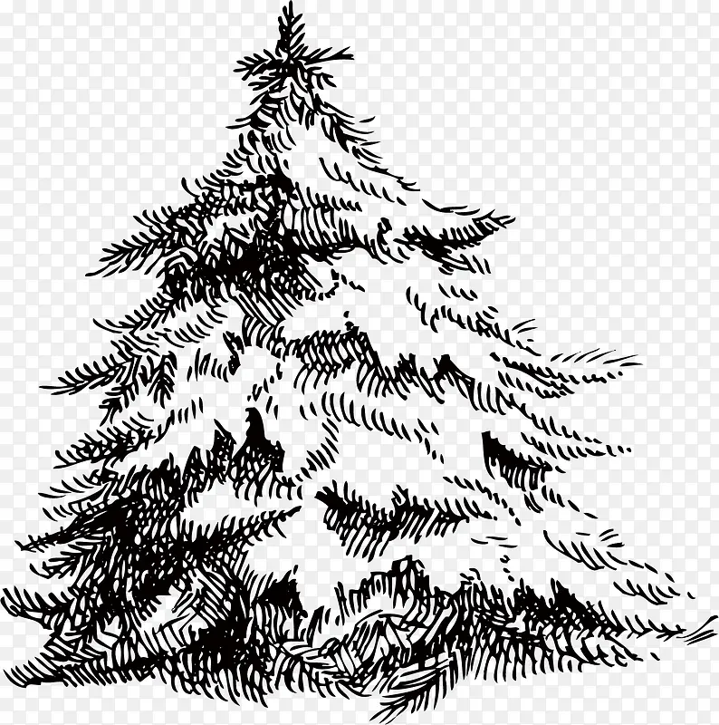 黑色素描圣诞树
