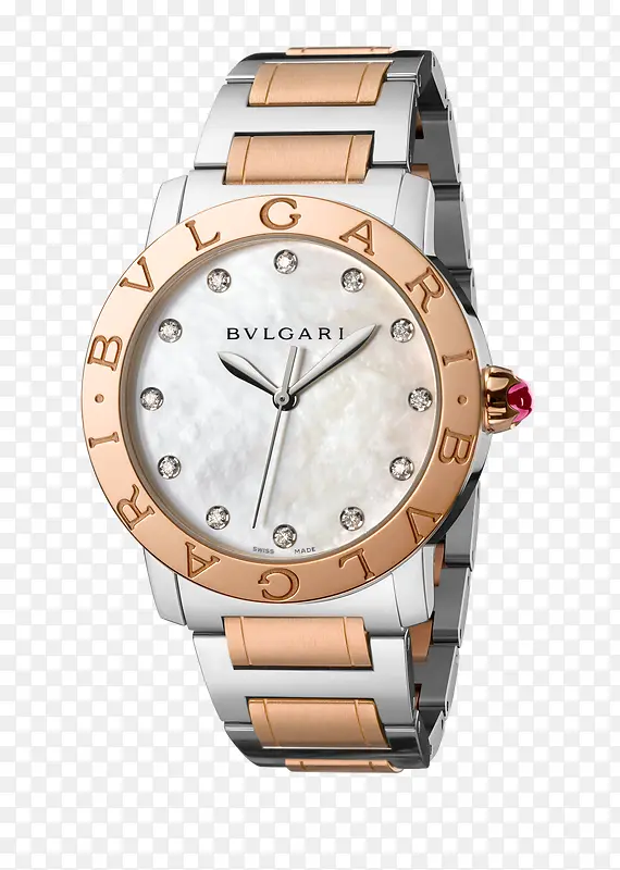 宝格丽玫瑰金色手表女表腕表