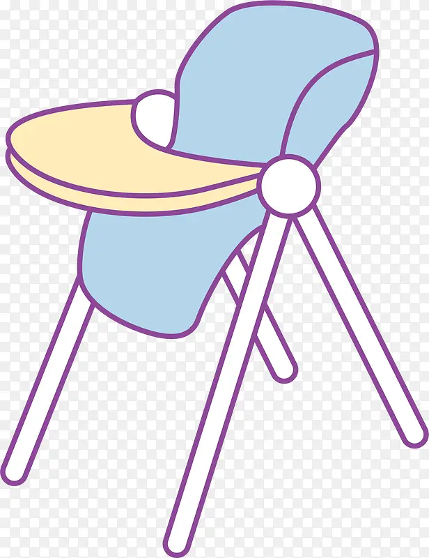 蓝色手绘儿童吃饭座椅