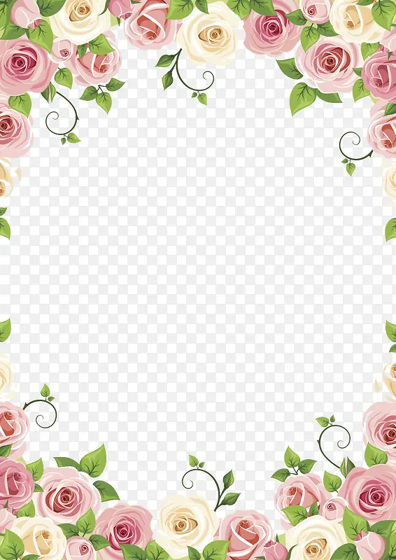 粉色浪漫玫瑰装饰边框