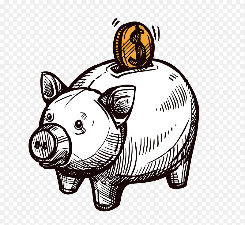 手绘卡通可爱猪猪存钱罐