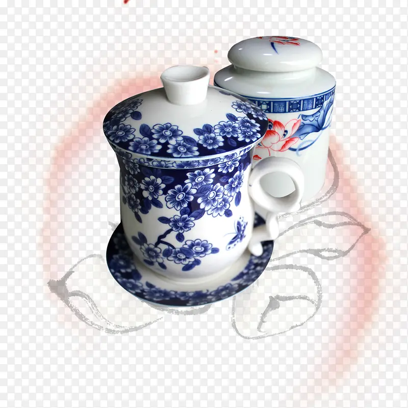 实物青花瓷茶杯
