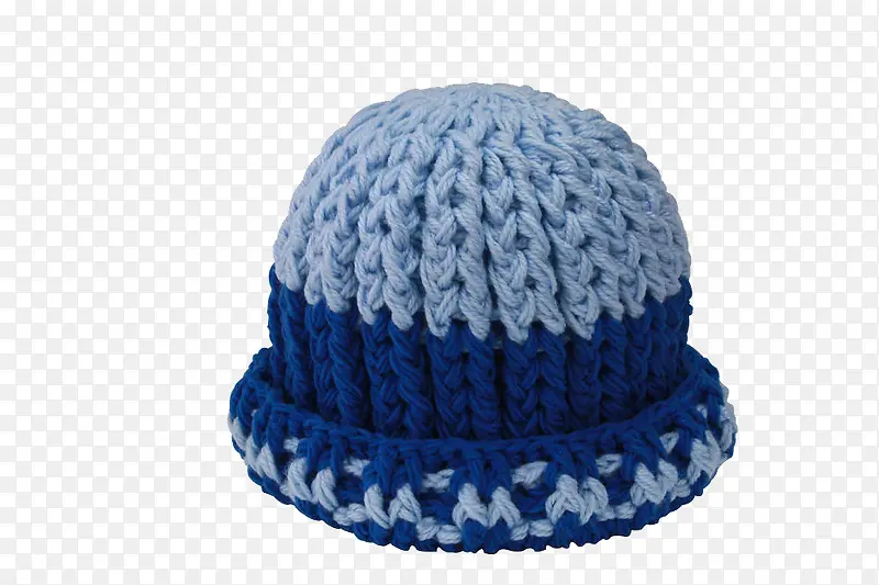 蓝色编织毛线帽子