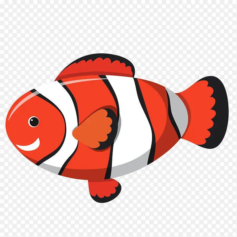 一条扁平化的小丑鱼