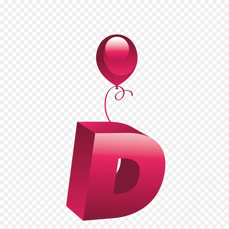 粉色立体字母D