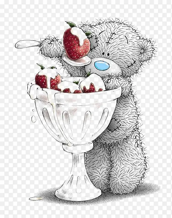 小熊吃草莓