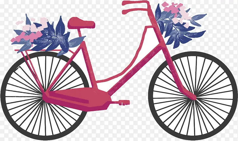手绘粉色自行车